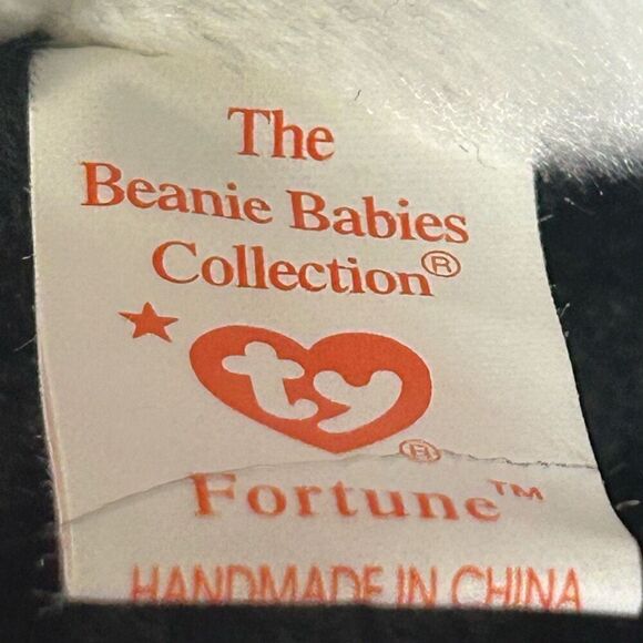 Lot Of 2 TY Beanie Babies Black White Fortune & Black End Plushy Stuffed Animal - Picture 6 of 10